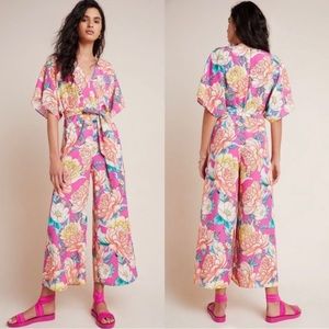 Farm Rio for Anthropologie pink floral jumpsuit NWT